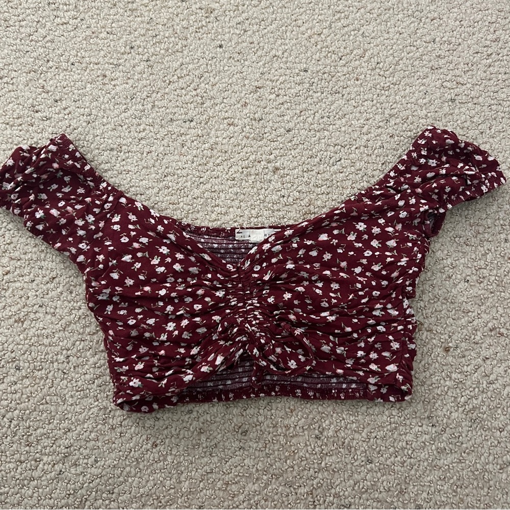 Floral cropped off the shoulder top
